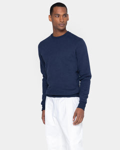 Blue Melange Crewneck sweatshirt in Cotton Cashmere | Filatori