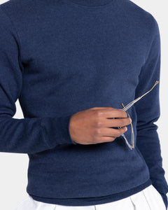 Blue Melange Crewneck sweatshirt in Cotton Cashmere | Filatori