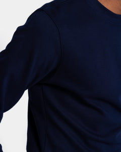 Felpa girocollo tinta unita Blu jersey double Cotone Compact | Filatori