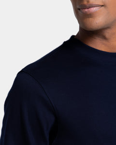 Felpa girocollo tinta unita Blu jersey double Cotone Compact | Filatori