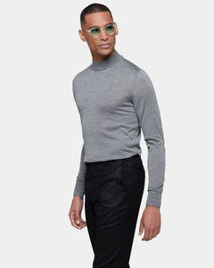 Grey Long Sleeved Highneck Knitwear in Cashmere Mulberry Silk | Filatori