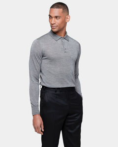 Grey Long Sleeved Polo Knitwear in Cashmere Mulberry Silk | Filatori