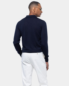 Blue Long Sleeved Polo Knitwear in Cashmere Mulberry Silk | Filatori