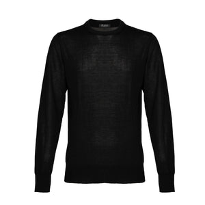 Black Long Sleeved Crewneck Knitwear in Cashmere Mulberry Silk | Filatori