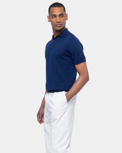 Blue Short Sleeve Polo Knitwear in Organic Cotton Mulberry Silk | Filatori