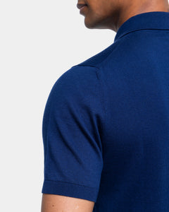 Blue Short Sleeve Polo Knitwear in Organic Cotton Mulberry Silk | Filatori