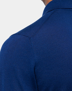 Blue Long Sleeved Polo Knitwear in Organic Cotton Mulberry Silk | Filatori