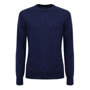 Blue Long Sleeve Crewneck in Ultra-fine Merino wool Cashwool® | Filatori