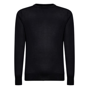 Black Long Sleeved Crewneck Knitwear in Extrafine Merino Wool and Silk | Filatori