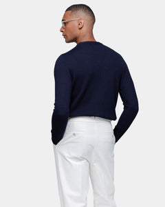 Blue Long Sleeved Crewneck Knitwear in Wool Cashmere | Filatori