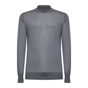 Grey Long Sleeved Highneck Knitwear in Cashmere Mulberry Silk | Filatori