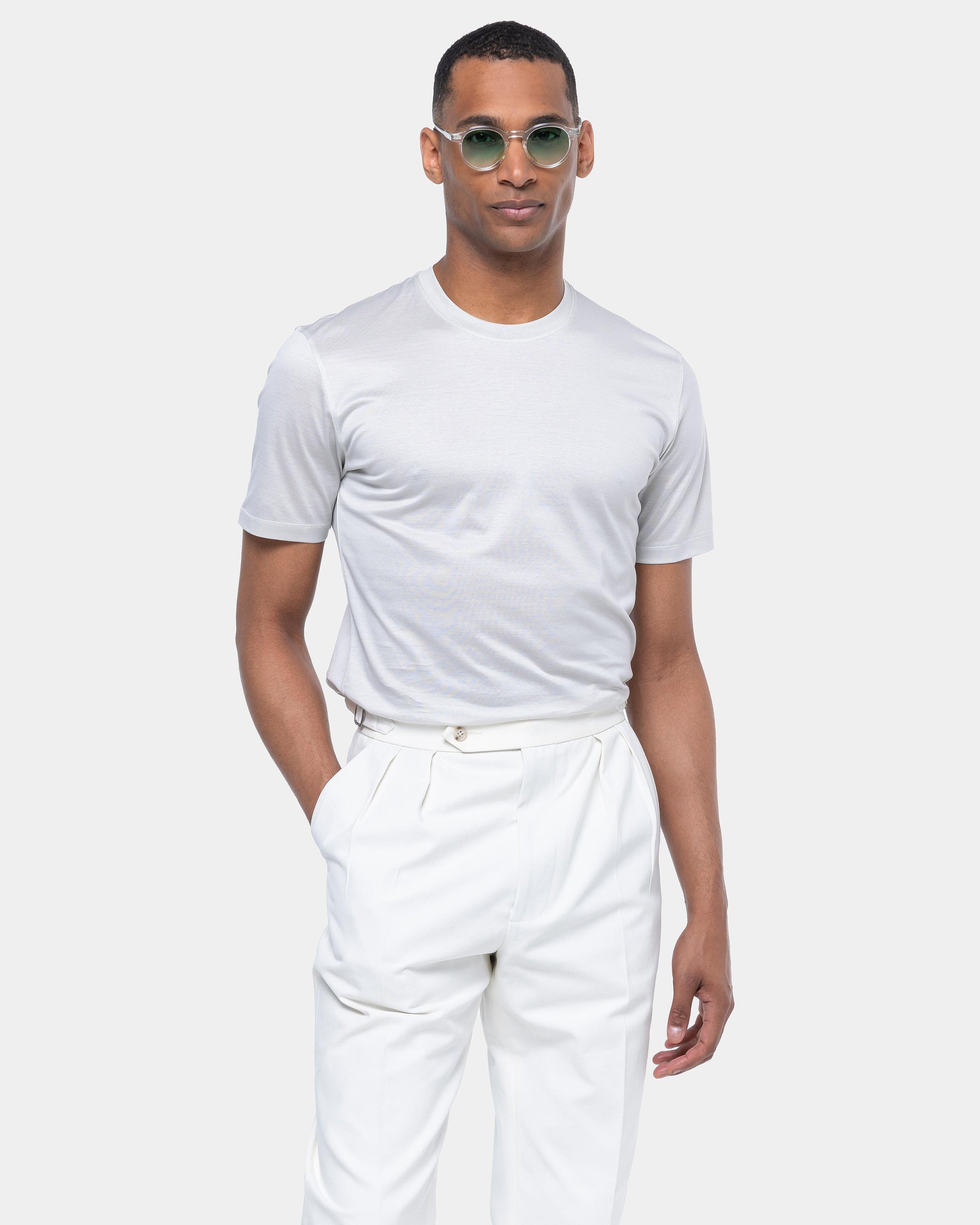 Pearl Grey Short Sleeve T-Shirt 100% Egyptian Cotton | Filatori 