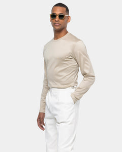 Sand Long Sleeved T-Shirt 100% Egyptian Cotton | Filatori 