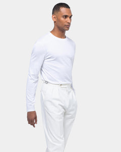 T shirt manica lunga soft tinta unita Bianco Seta Cotone | Filatori