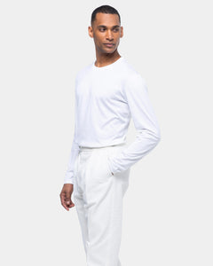 White Soft Long Sleeved T-Shirt Silk Cotton | Filatori 