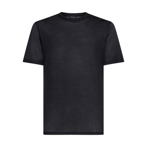 Black Tech Short Sleeve T-Shirt in Extrafine Merino Wool | Filatori 