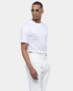 White Short Sleeve T-Shirt 100% European Linen | Filatori 