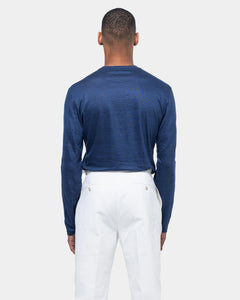 Blue Long Sleeved T-Shirt 100% European Linen | Filatori 