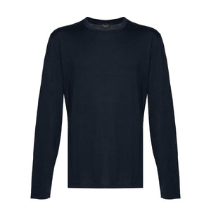 Blue Soft Long Sleeved T-Shirt Silk Cotton | Filatori 