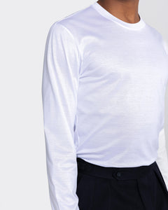 T shirt manica lunga tinta unita Bianco 100% Cotone egiziano | Filatori