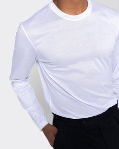 T shirt manica lunga tinta unita Bianco 100% Cotone egiziano | Filatori