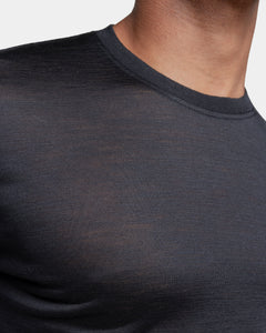 Black Tech Long Sleeve T-Shirt in Extrafine Merino Wool| Filatori 