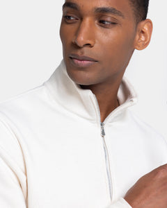 Natural White Half zip sweatshirt in Cotton Cashmere | Filatori
